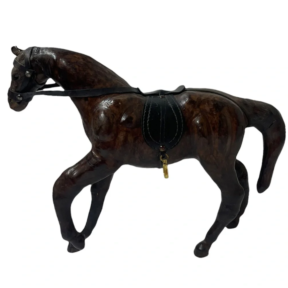 Antique Horse Vintage Leather Art Sculpture Collectible Ranch Farm Office Decor